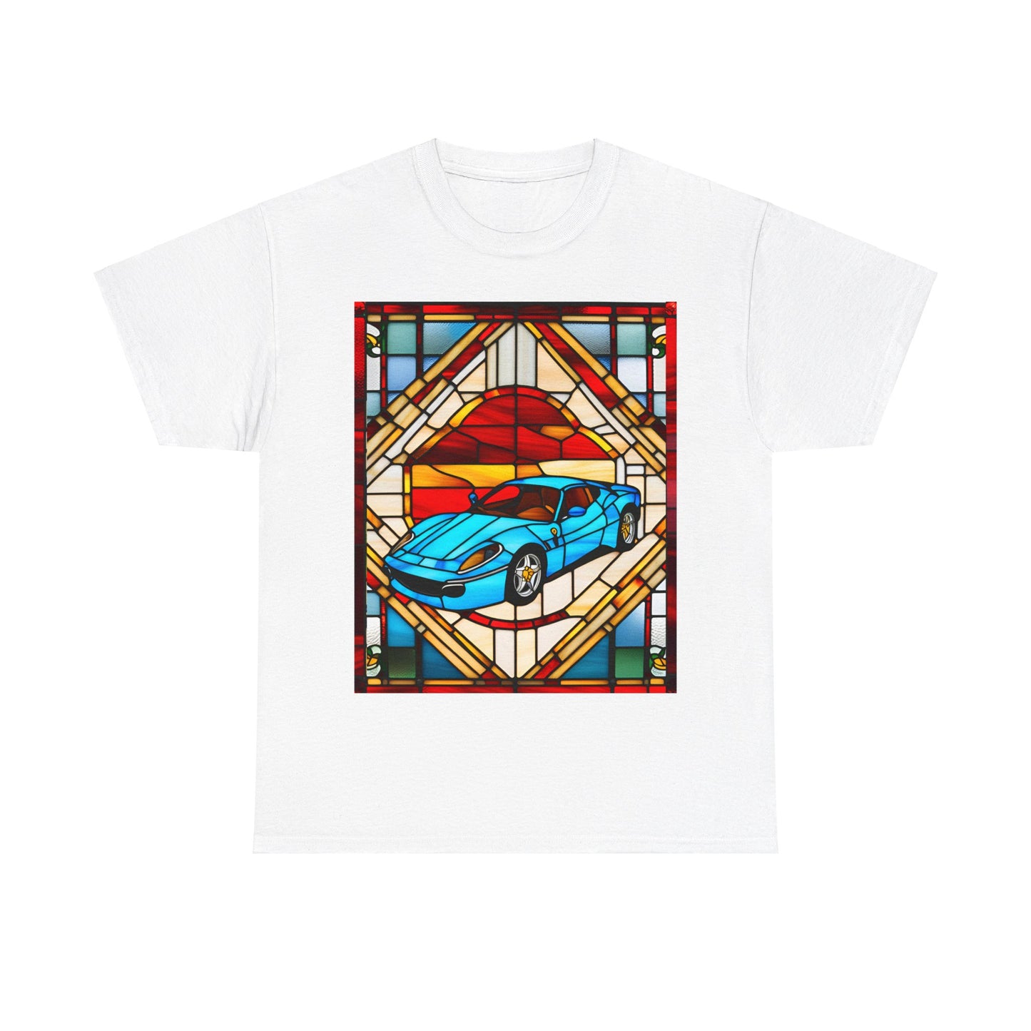 Stained Glass Icons | Ferarri #4 (Front) |  Unisex Heavy Cotton Tee