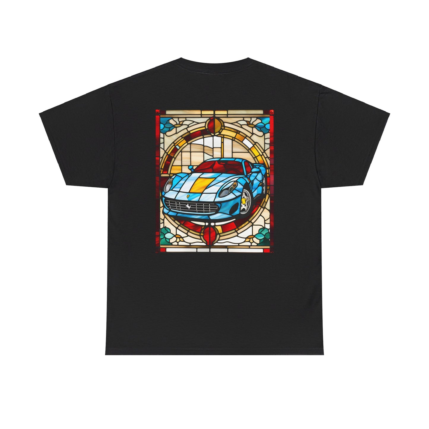 Stained Glass Icons | Ferarri #3 (Logo and back) |  Unisex Heavy Cotton Tee