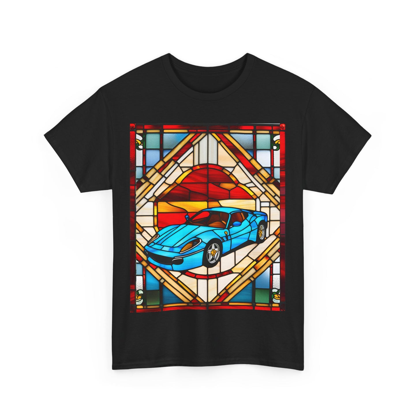 Stained Glass Icons | Ferarri #4 (Front) |  Unisex Heavy Cotton Tee