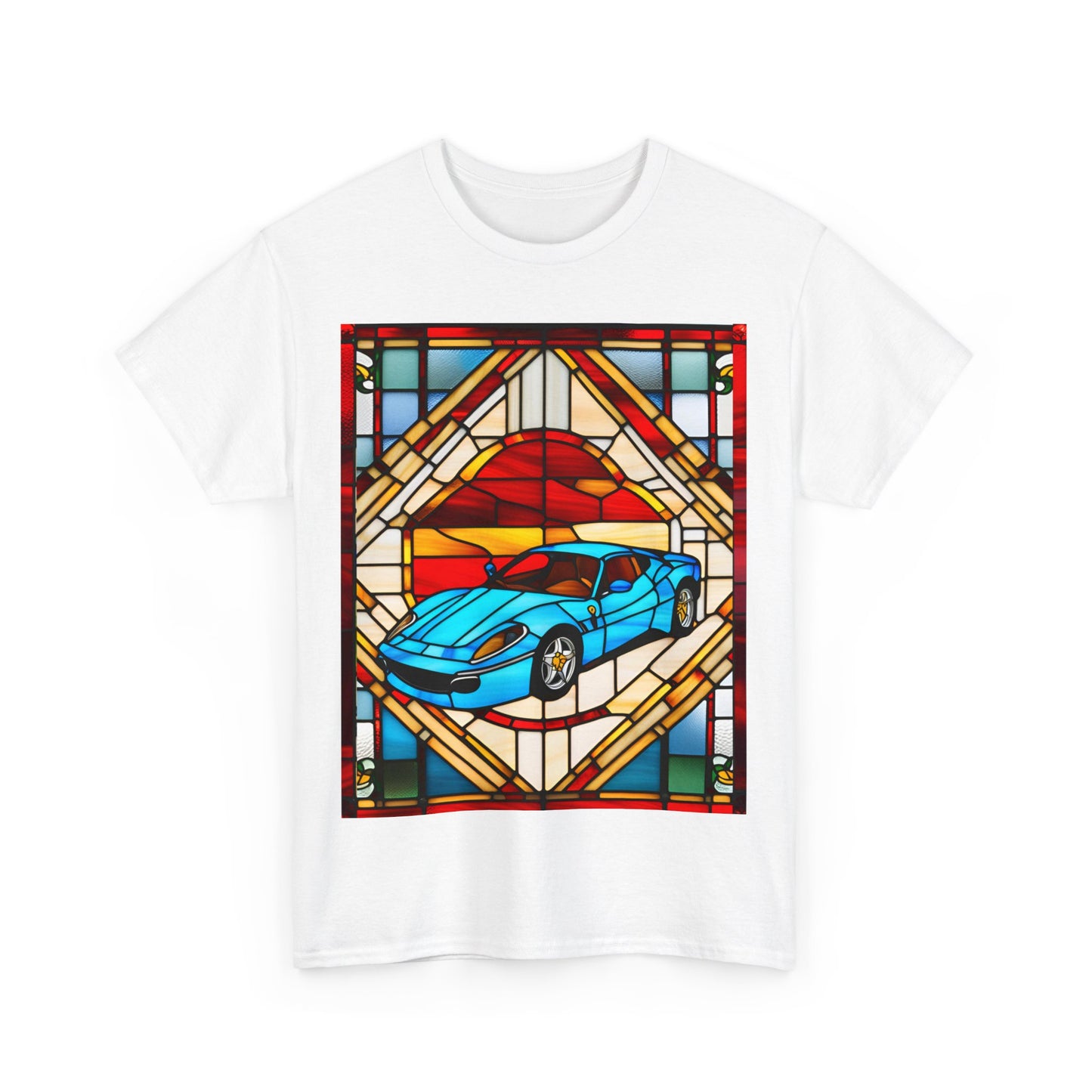 Stained Glass Icons | Ferarri #4 (Front) |  Unisex Heavy Cotton Tee